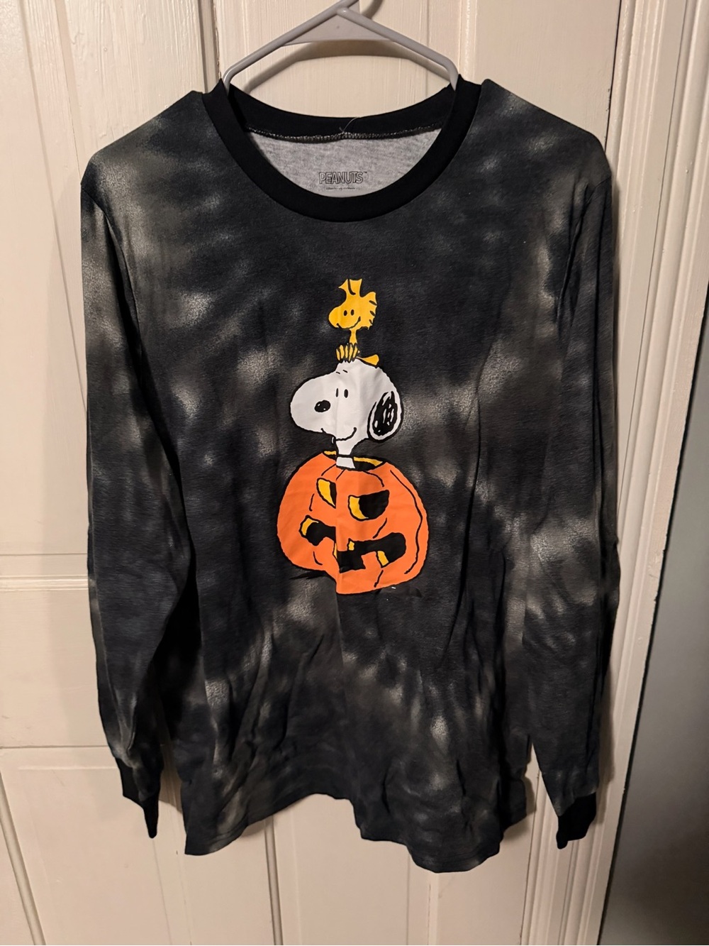 Peanuts Black T-shirt with Orange Graphic